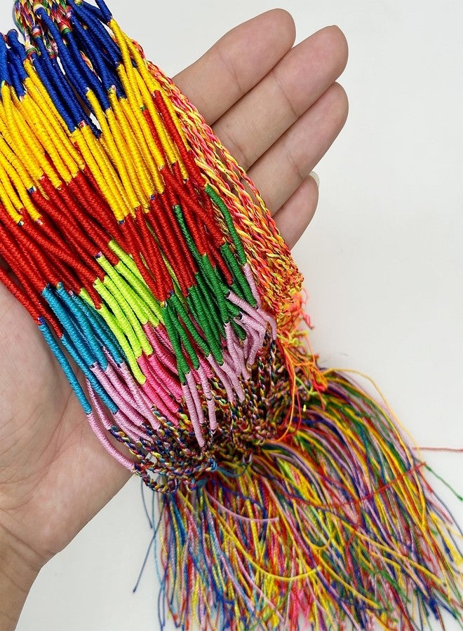 Allazone 80 PCS Handmade Braided Bracelets Assorted Colors Friendship Cords Thread Bracelets, Colorful String Thread Bracelets Friendship Cords Strand Bracelet for Party Favors Supplies - Image 2